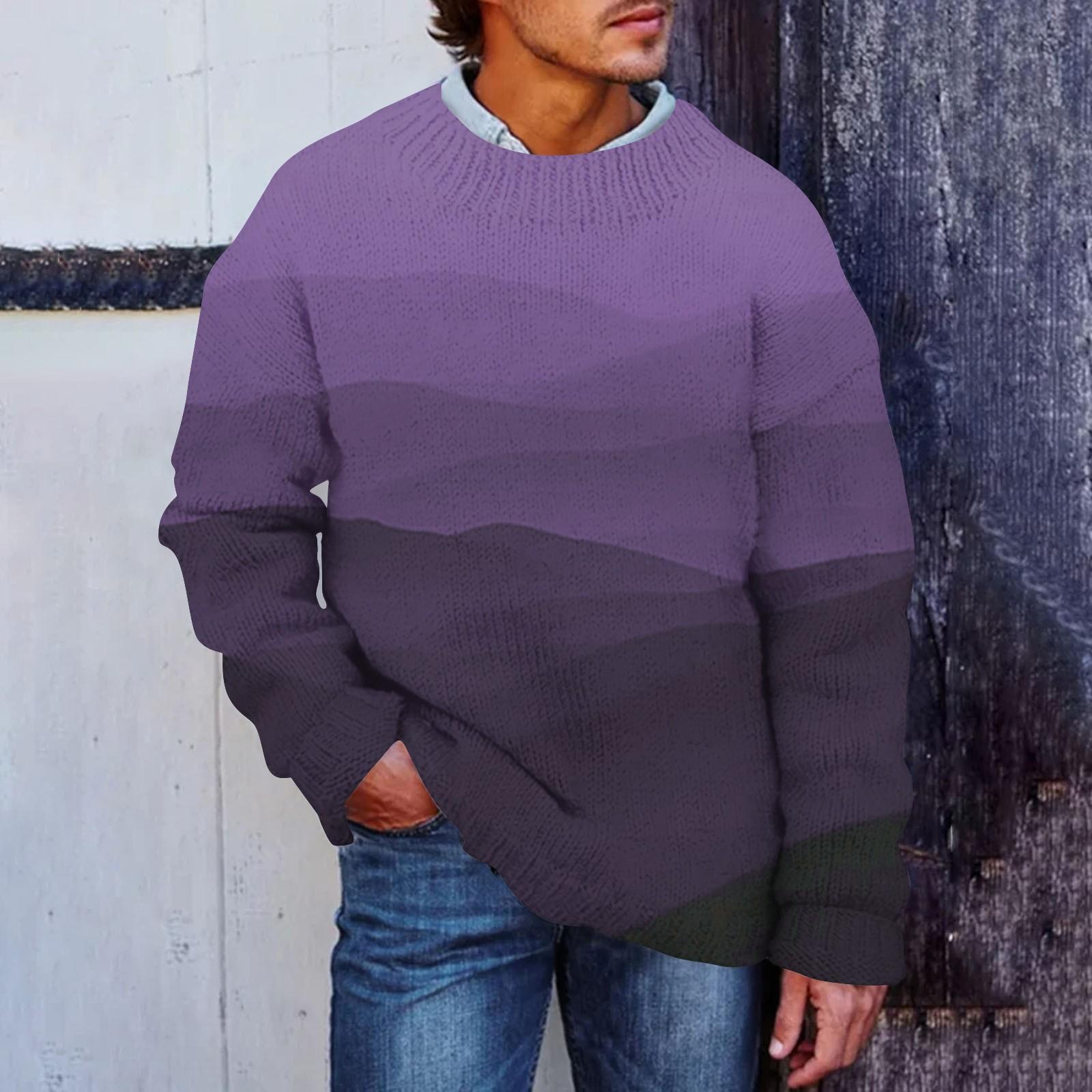 

Мужской принтованный искусственный свитер, толстовка с круглым вырезом, свободный топ с длинными рукавами XXL фиолетовый