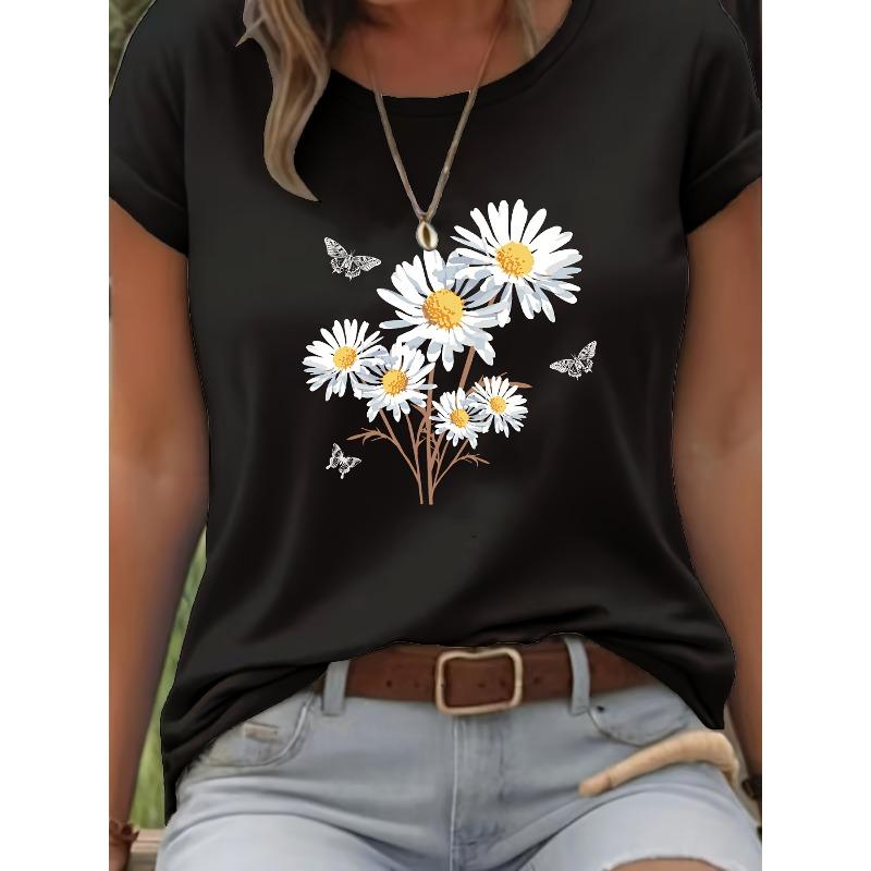 

Women s Crew Neck T-Shirt Soft Stretch Breathable Classic Comfort Fit Machine Washable XS-XXL Multi Color Everyday Versatile Casual Top 4XL чорний