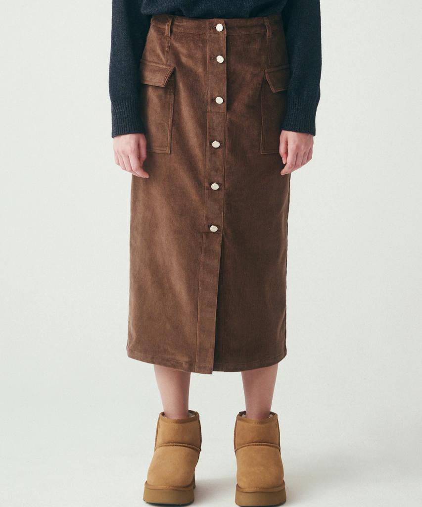 Solteuaenchokollis Out-Pocket Corduroy Long Skirt Brown 4W233Z001