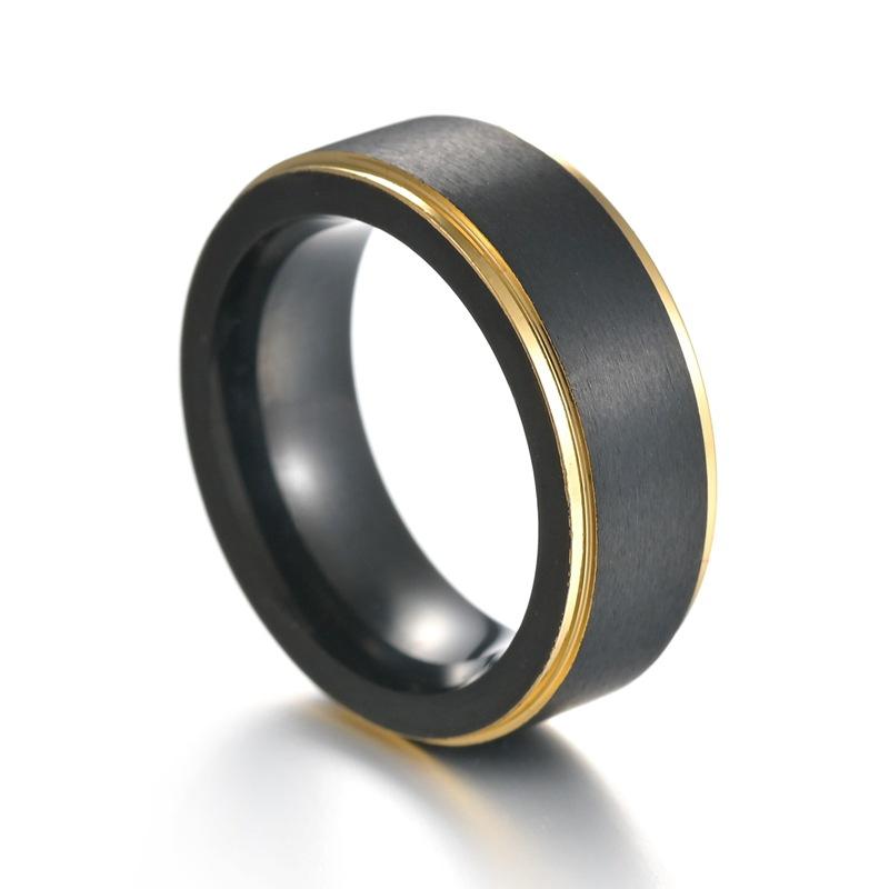 8mm Pokovený Dvoubarevný Matný Pánský Prsten Evropské a Americké Šperky