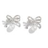 Design Sense BowEarring Butterfly Knot Pearl Earrings Sweet and Cool Ins Metal Knot Earrings for Women
