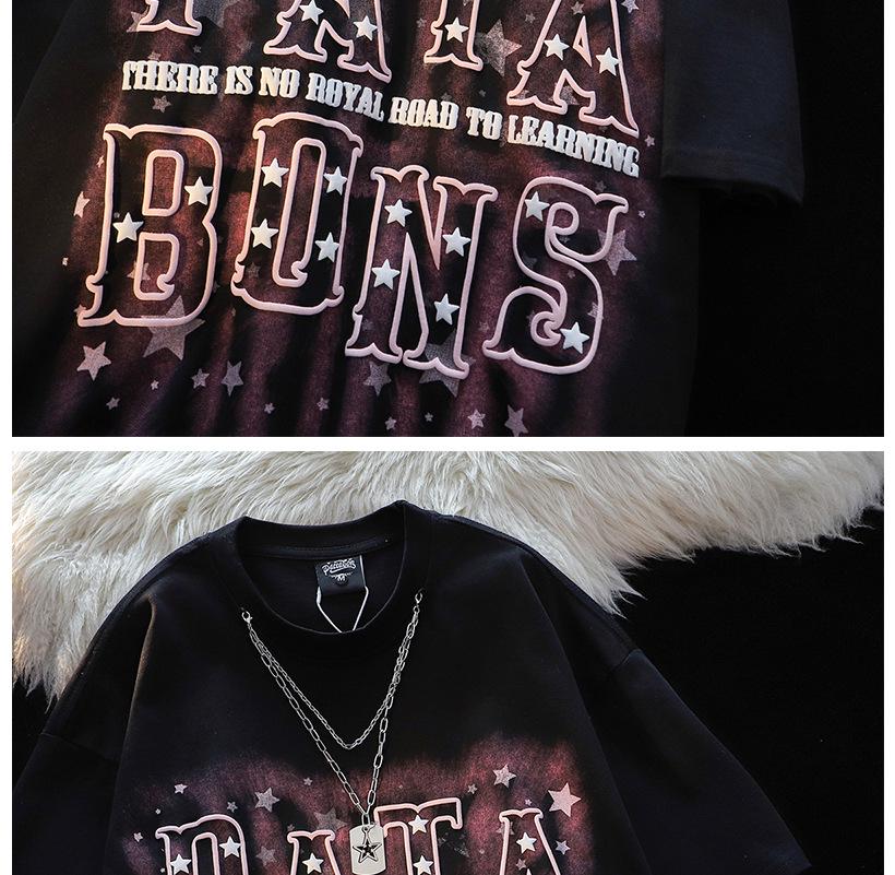 Unisex Star Letter Necklace Graphic Tee - Trendy, Pure Cotton, Loose Fit, Short Sleeve, High Street Summer Style