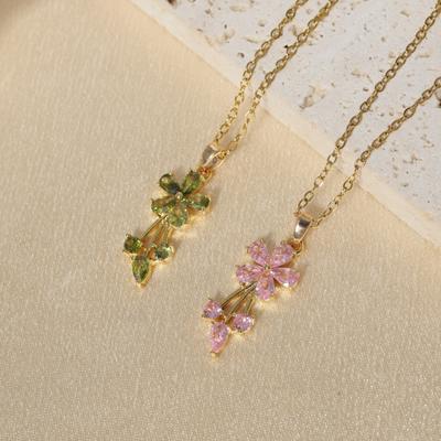 Fashion Flowers Pendant Necklaces for Women Zirconia Necklace Wedding Party Jewelry Accessories