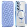 For Samsung Galaxy S25 Case Compatible with MagSafe Rhombus PU Leather Phone Cover