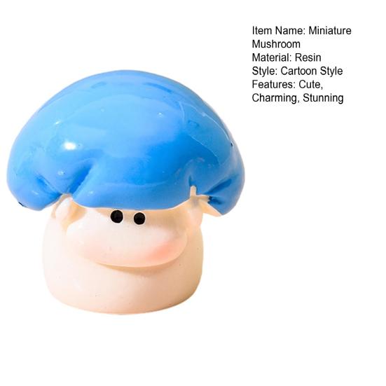Mini Resin Mushroom Figurines Cute Miniature Mushroom Crafts Small Fairy Garden Ornaments for Lawn Bonsai Decoration Home DIY Micro Landscape