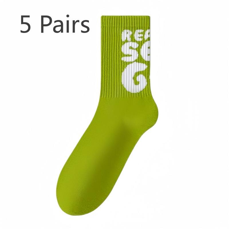 

5 пар носков для баскетбола из чистого хлопка на весну и осень для мальчиков, дезодорирующие, впитывающие пот, дышащие 5 Pairs зелёный