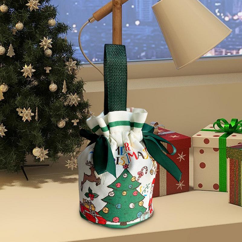 Christmas Bags With Drawstring Christmas Cute Canvas Bag Christmas Trees And Santa Claus Party Favor Bags Christmas Wrapping