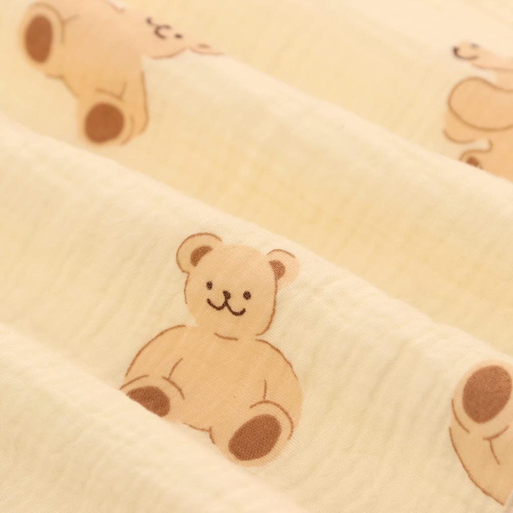 Fluffy Ibul Baby Blanket for Toddlers, Boys and Girls, Soft, 115x100cm, Gauze On the Front and Raised Wool On the Back (Large Bear Design)