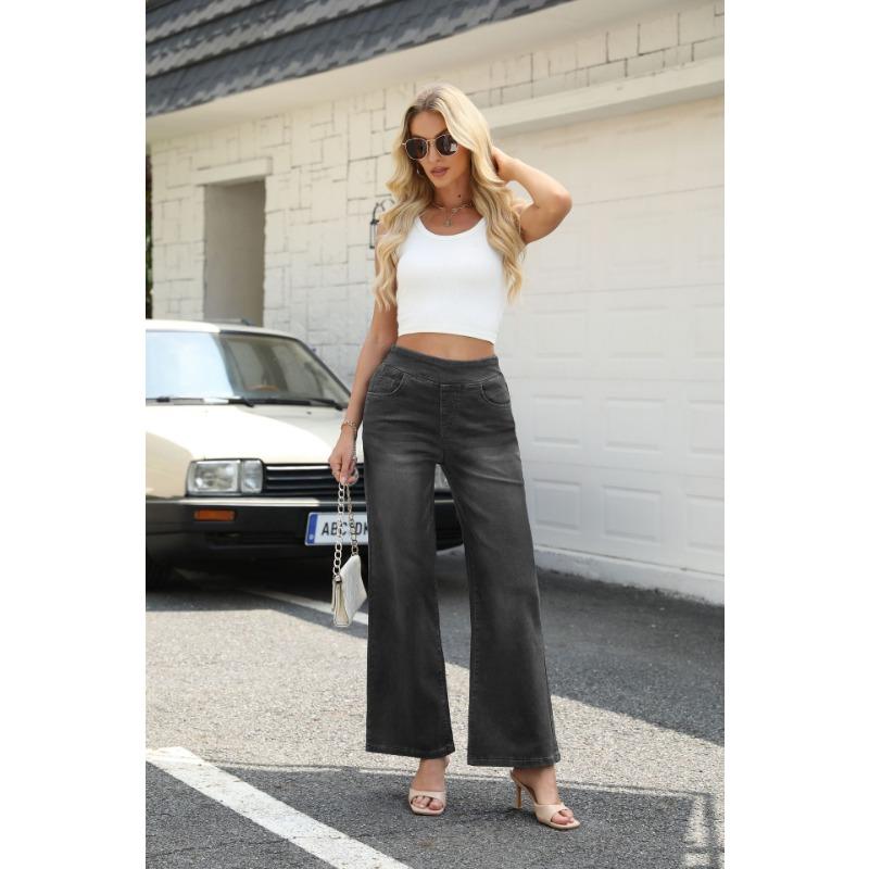 New Zipper High-waisted Loose Wide-leg Pants Cover the Meat and Look Thin Straight Women's Jeans and Trousers