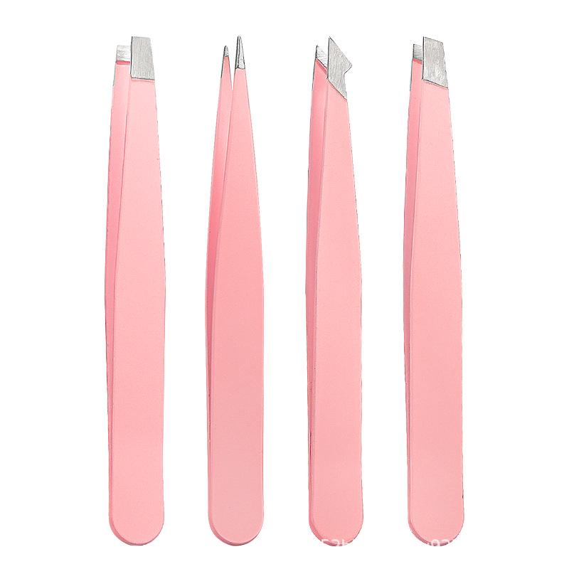Stainless Steel Eyebrow & Beard Tweezers Set with Double Eyelid Stickers