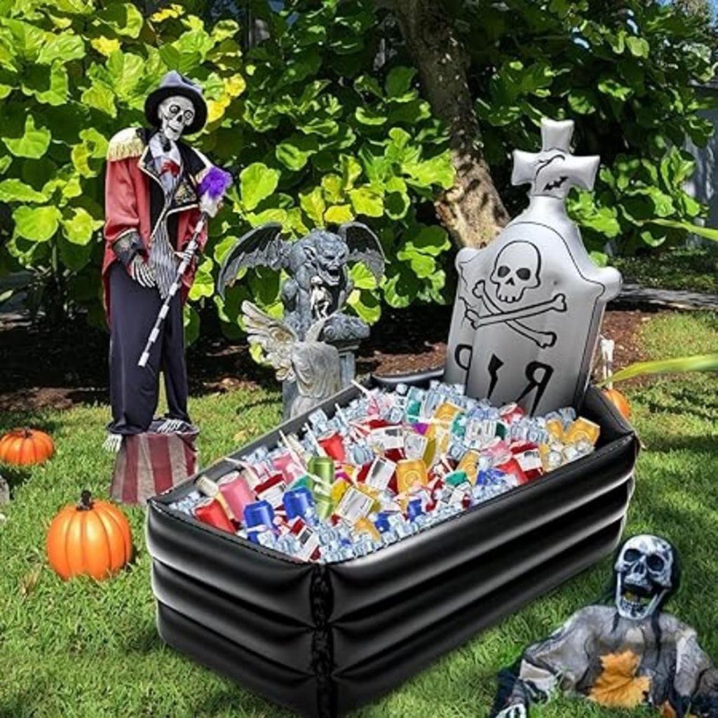 43 inch Inflatable Tombstone Large Capacity Decor Drink Ice Chest for Halloween Pool