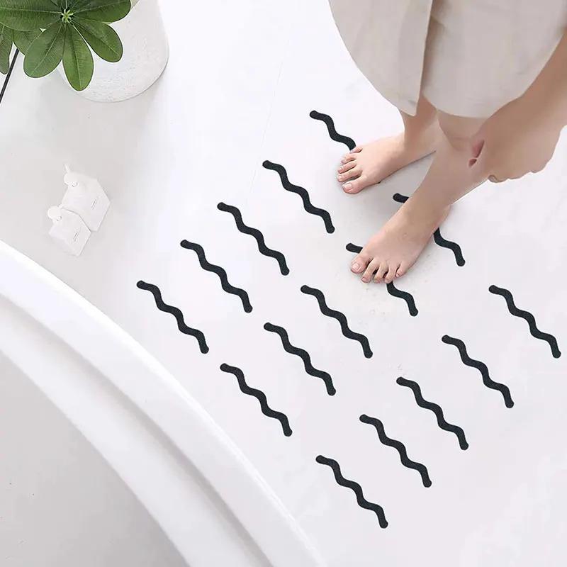 12pcs Shaped Self-Adhesive Anti Slip Strips Waterproof Safety Strips Shower Stickers Non Slip Tape For Bathtub Stairs Floor