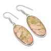 Natural Unakite Gemstone Handmade 925 Sterling Silver Jewelry Earring 1.93" AEE-11052