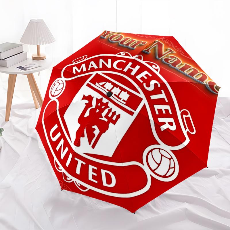 Personalized Name M-Manchester Print Umbrella, UV Shielding. It Has Eight Sturdy Ribs for Outdoor Use And Perfect As a Holiday Gift