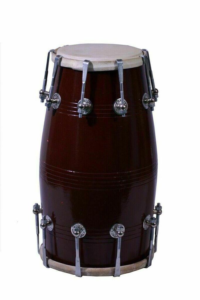 Handmade Dark Wood Indian Folk Dholak Drum with Protective Cover – Traditional Percussion Musical Instrument