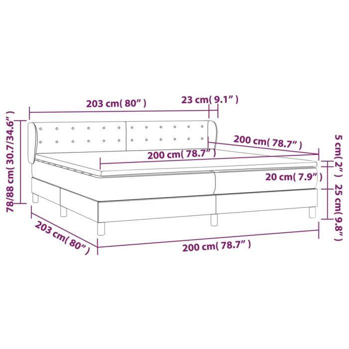 VidaXL Lit à sommier tapissier avec matelas Noir 200x200 cm Tissu - Modèle 3126591