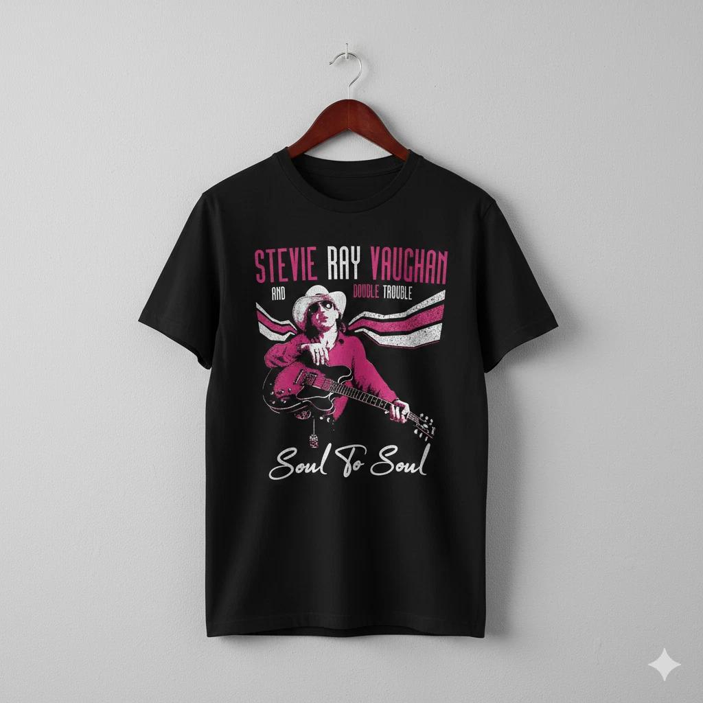 

Vintage Blues Guitar Legend Graphic T-Shirt Black Soul Rock Style Tee - T703 L
