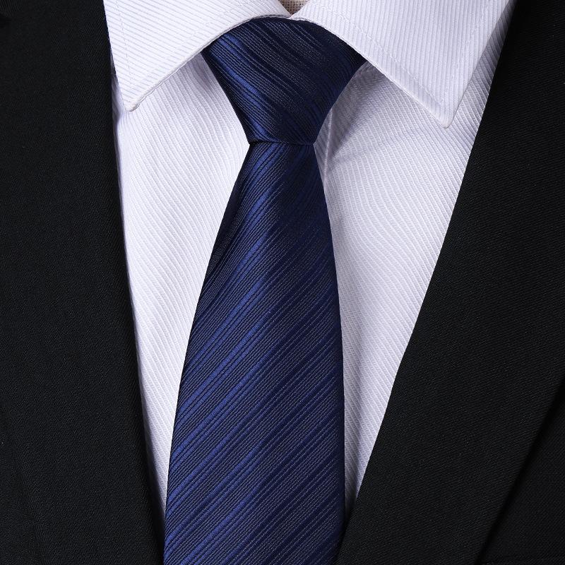 Men'S Blue Business Dress Tie Wedding Groom Work Korean Version Zipper-Style No-Beater Tie Gift Box