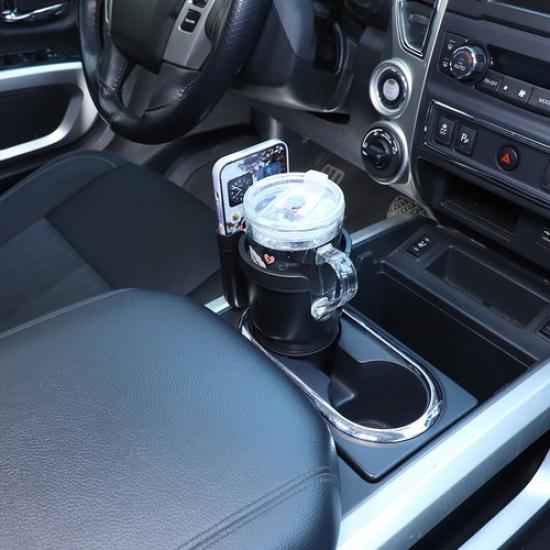 2-in-1 Car Cup Holder Bottle Bowl Organizer Phone Holder For Nissan Titan 16-23