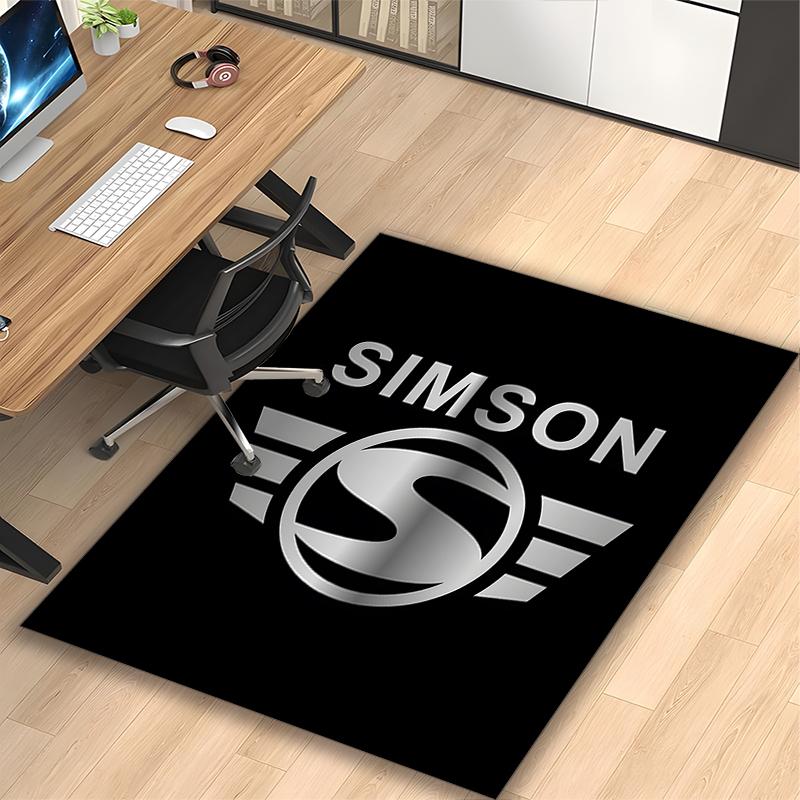 1pc Area Rug Appropriate for Office, Black SIMSON Carpet, Versatile Printed Chair Rug, Durable Home Sofa Carpet