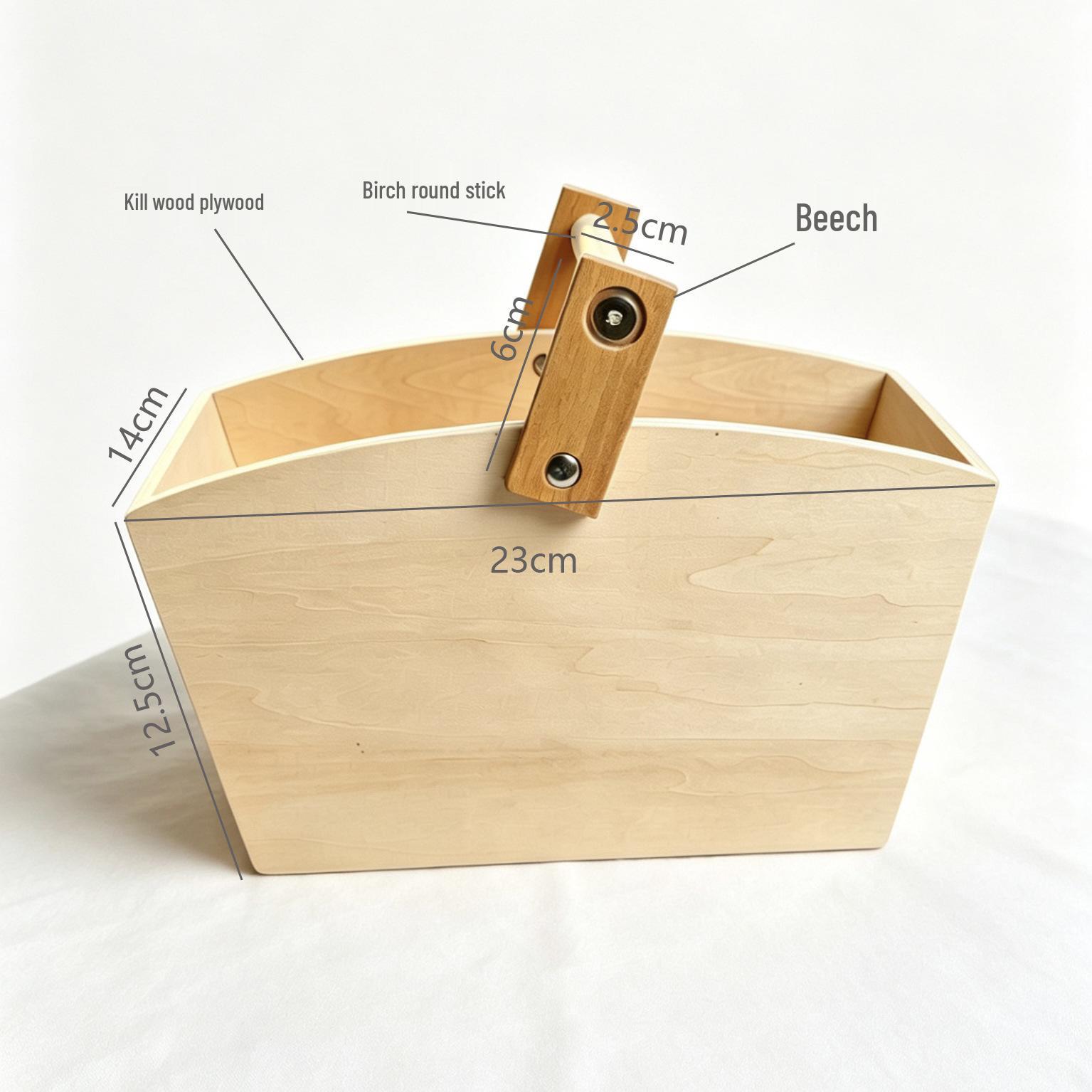 Wooden Toy Playhouse with Small Wicker Basket for Pretend Shopping and Fruit Storage