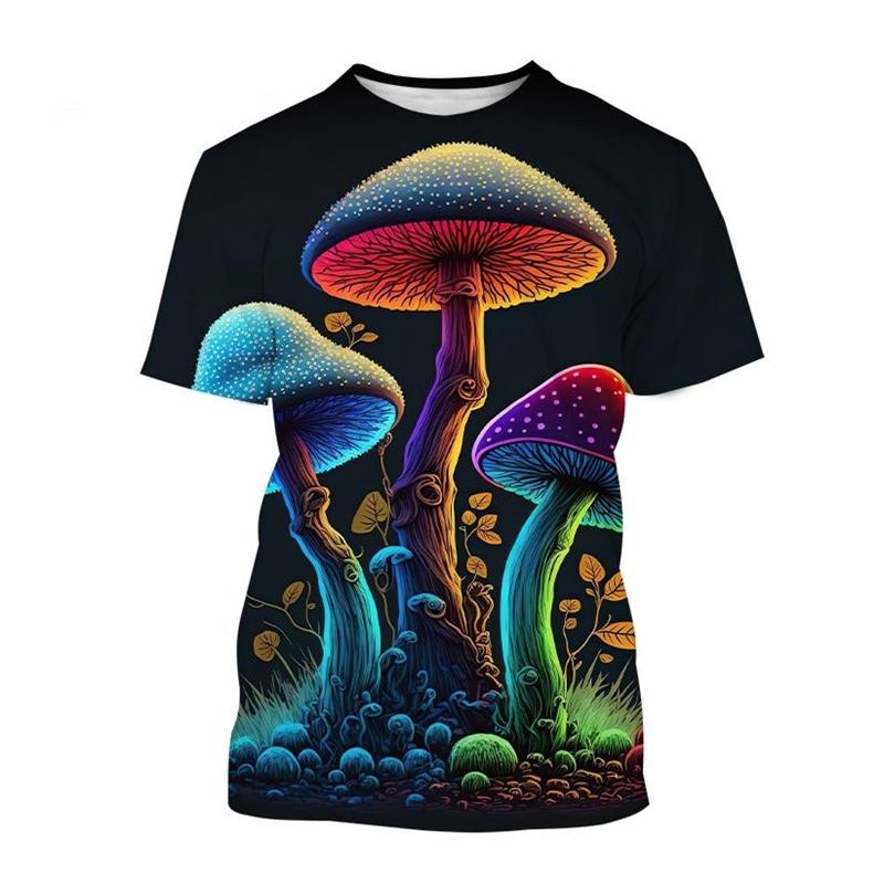 Psychedelic Mushroom 3d Print T-shirt Men Women Fashion Casual Short Sleeve Tops Tees Men Clothing Kids Tshirt Unisex Clothing