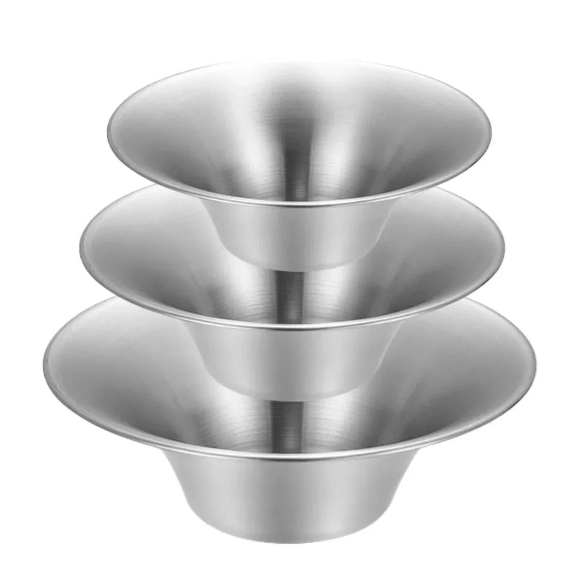 

3Pcs Stainless Steel Mixing Bowls Perfect for Meal Prep and Serving with a Space Saving Design for Your Kitchen срібний