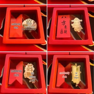 Shuibei Gold 999 Naklejka na telefon Kot Szczęścia i Bóg Bogactwa – Kreatywny amulet drogowy z czystego złota