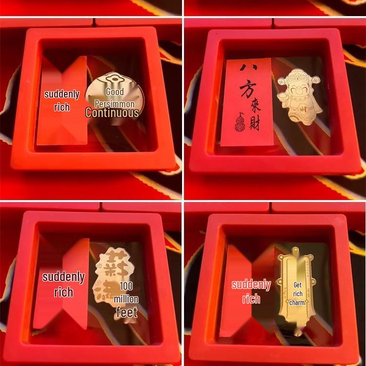 Шуйбэй Голд 999 Наклейка на телефон «Счастливый кот и Бог богатства» – Креативный амулет на удачу из чистого золота