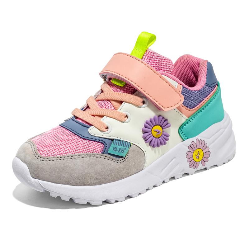 

Модная детская обувь для девочек, теннисные розовые кроссовки, уличная обувь для бега, нескользящая школьная спортивная обувь, дышащая сетчатая удобная обувь 28