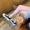 Cowhide version~ Su Yinyin has the same washed horse skin muffin thick-soled sports and leisure board shoes for women's inner height increase white sh