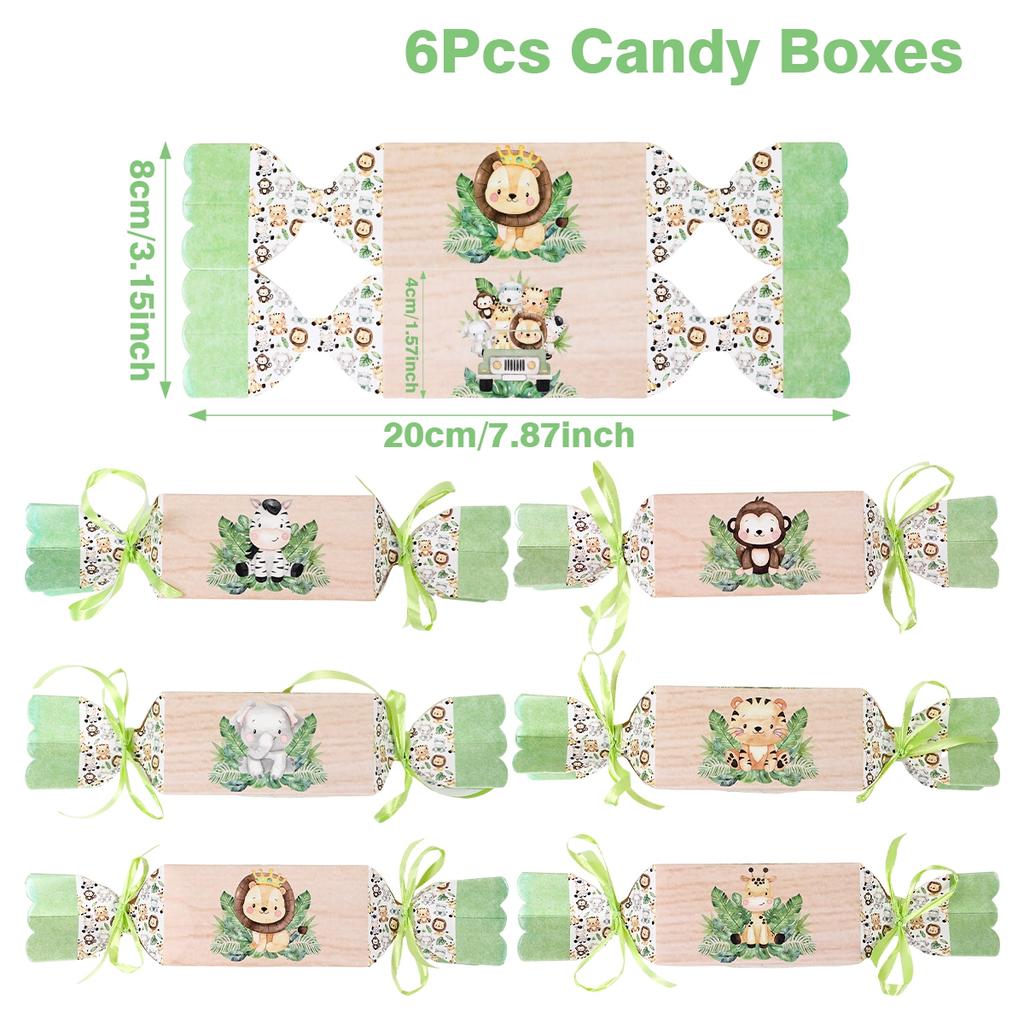 Jungle Animals Box Candy Box Happy Birthday Party Decoration Kids Safari Animal Wild One 1st Birthday Decor Kids Baby Shower