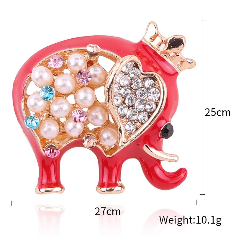 Nouveaux Animaux Éléphant Émail Épingles Rouges Badge Broches Pour Femmes Hommes Bijoux de Mode Rétro Perle Cristal Broche Épingles