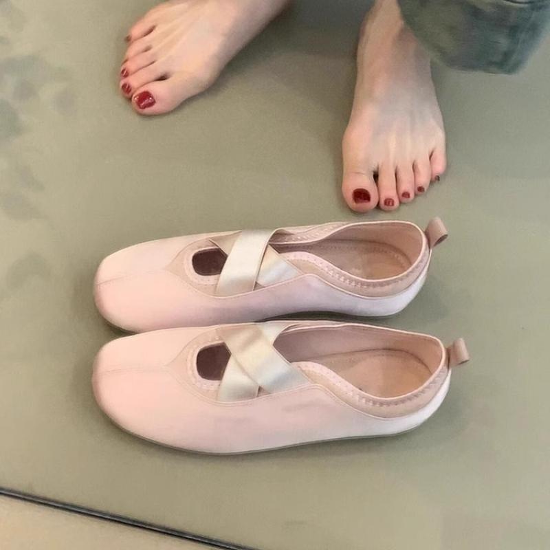 Women's Ballet Flats Soft Sole Lightweight Satin Sweet Dancing Mary Jane Shoes for Silk Ladies Walking Loafers Comfortable