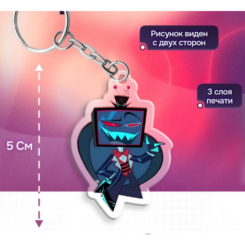 

Acrylic Keychain for Velvet Niffty Alastor Vaggie Sir Pentious Chibi Version Anime Cartoons Acrylic Key Buckle Pendant Gift