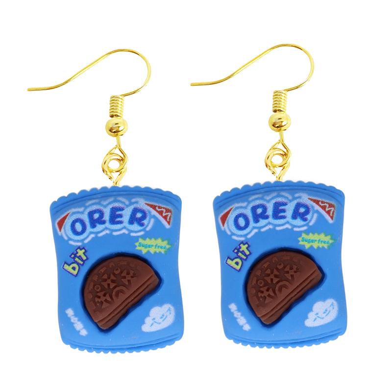 Women Earring Resin Drop Funny Custom Cute Girls Eardrop Kids Chocolate Strawberry Hamburger Dog Mushroom Broccoli Coffee