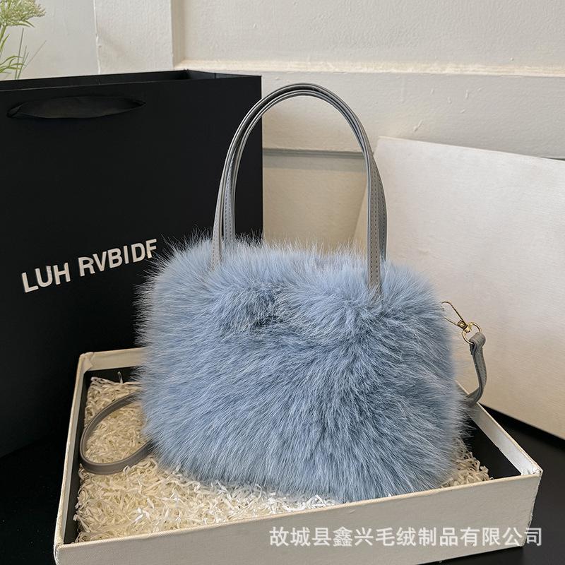 Autumn and Winter New Storage Portable Plush Bag High-end Texture Fashionable Fluffy Versatile Bag Messenger Fluff
