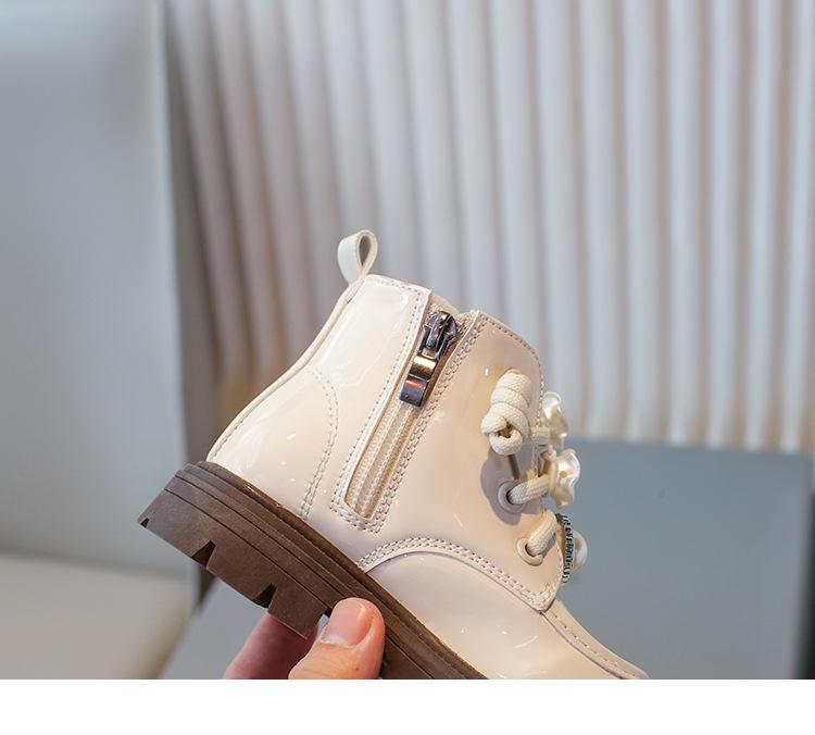 Dziewczęce aksamitne botki do kostki z cyrkoniami - Zapinane na zamek z boku, Jesień/Zima