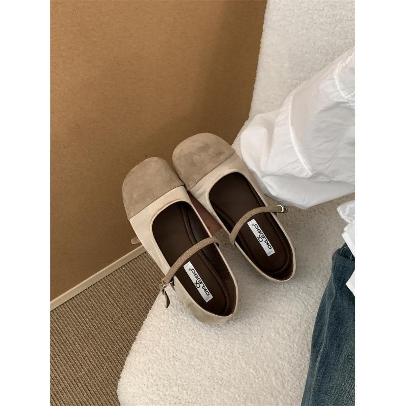 Fashion Cute Mixed Color Satin Velvet Ballet Flats Women Fashion Round Toe Narrow Buckle Mary Jane Shoes for Women Comfort Casual Shoes
