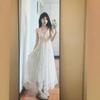 French white neck sling dress children's summer new seaside vacation high-end temperament dress