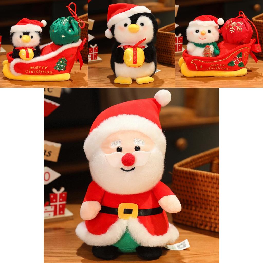 Christmas Santa Claus Snowman Penguin Sled Plush Doll Pendant Children Toy For Festive Decor