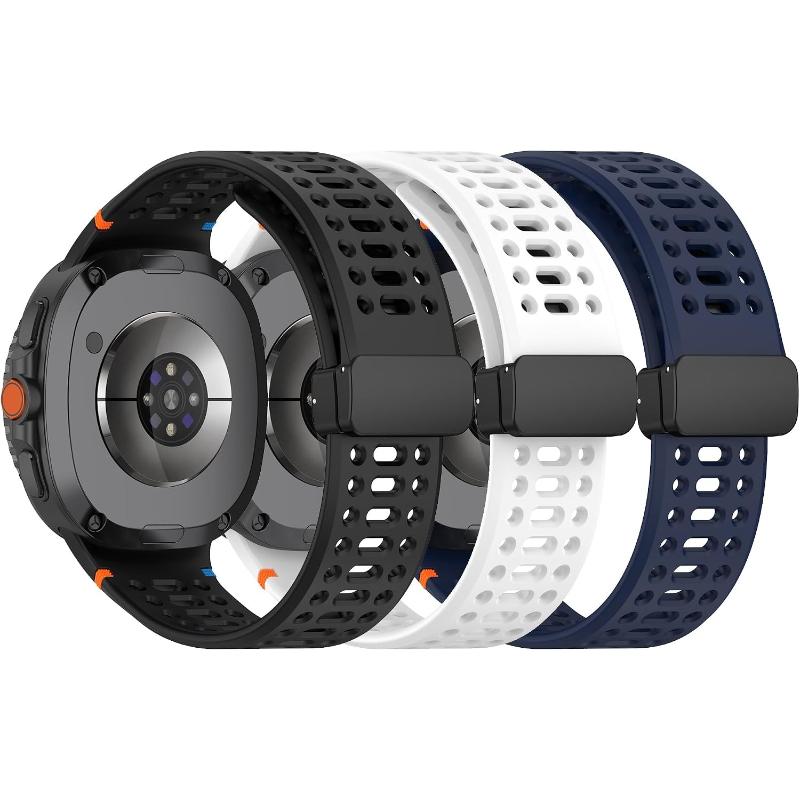 Silicone Sport Replacement Straps For Samsung Galaxy Watch 8 Classic / Watch 8 40mm 44mm, Magnetic Folding Clasp ,3-Piece