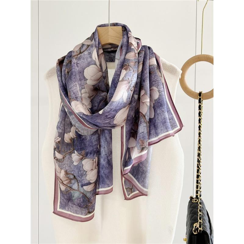 Silk Plain Crepe Satin Long Silk Scarf for Women