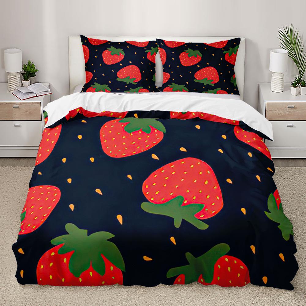 Watermelon Duvet Cover Set Fresh Fruit Pink Green Style Comforter Cover for Kids Girls Women Polyester Bedding Set King Size