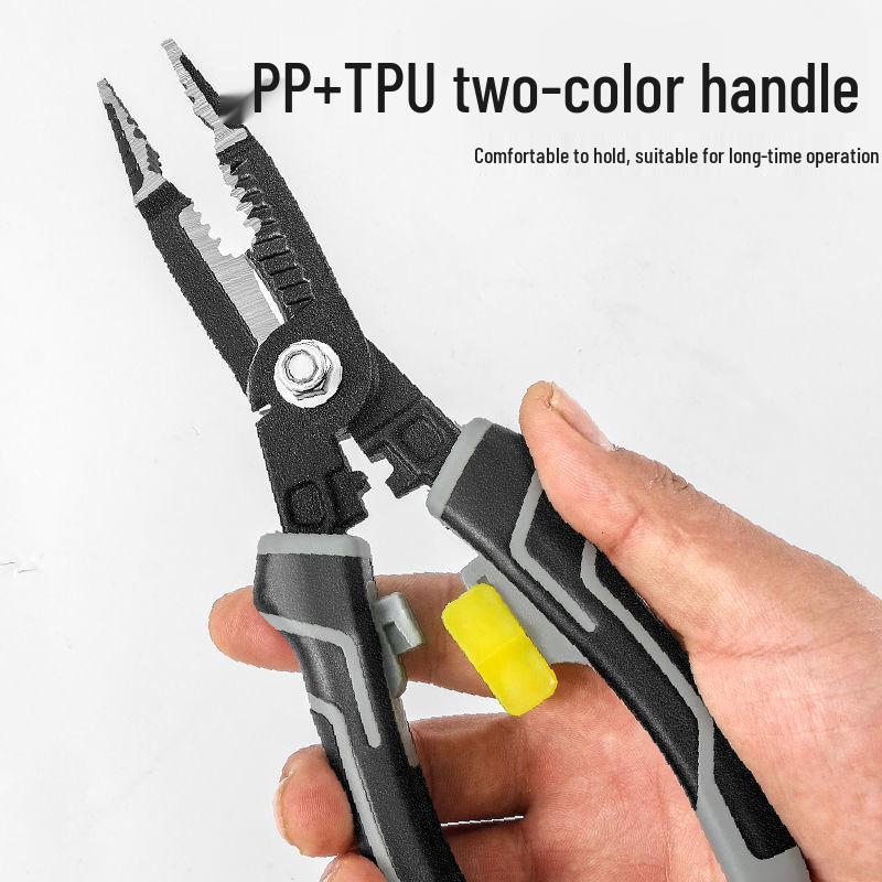Sedm v jednom Multifunkční elektrikářské kleště: Odizolovací kleště, krimpovací kleště a kleště s jehlovými čelistmi