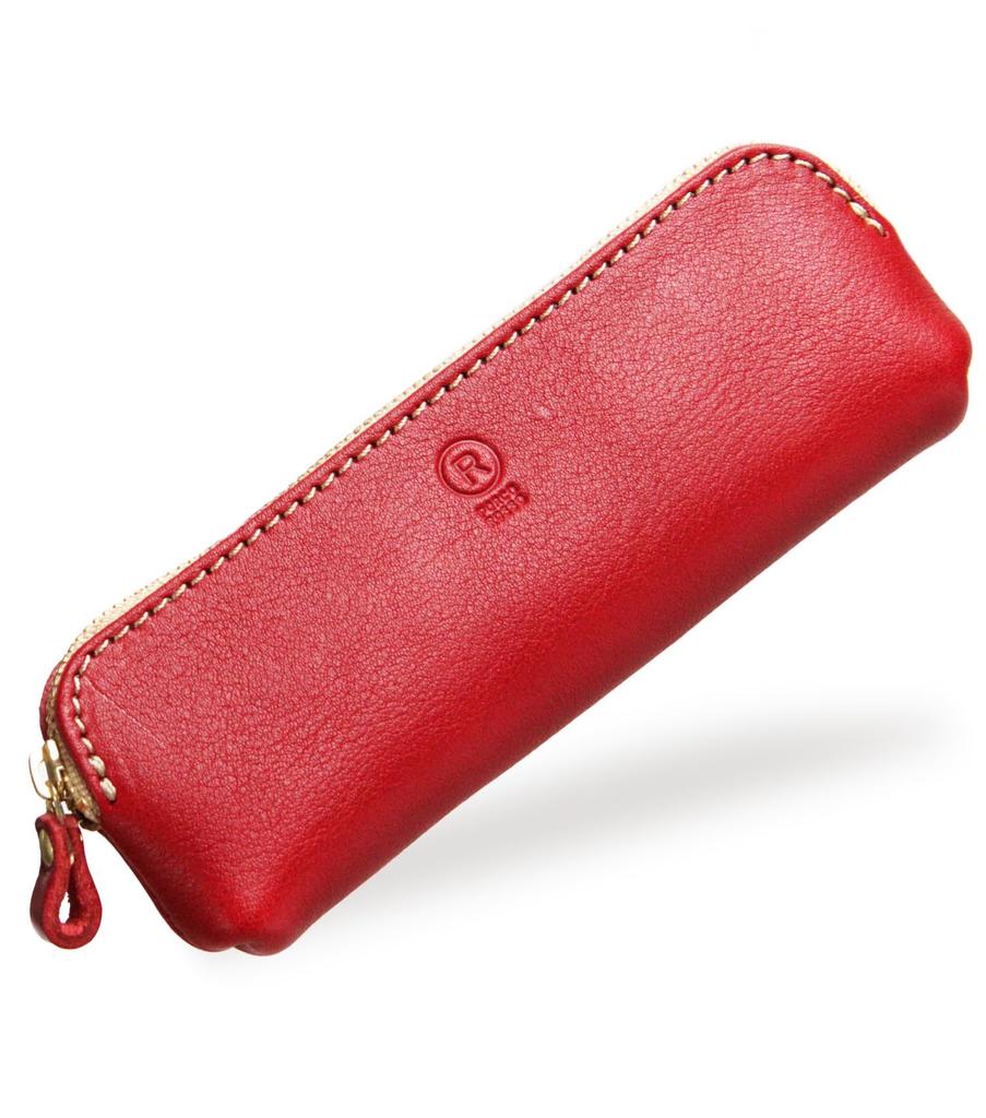 Slim Leather Pencil Pencil Tochigi Made in Japan [Porco Rosso] Case, Case, Leather, Leather, (Red) [sokunou]