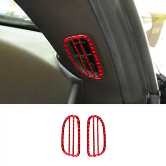 2pcs Red Carbon Fiber Car Inner Side Air Vent Outlet Cover For Corvette C6 05-13