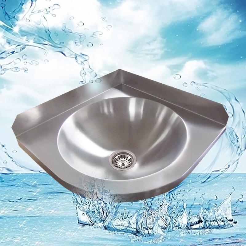 Stainless Steel Triangle Round Hand Wash Basin Corner Sink For RV