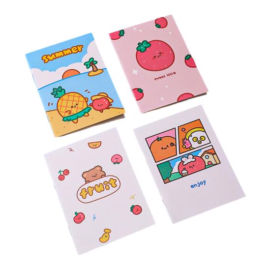 

4Pcs Cute Cartoon Notebook Set 64K Mini Notepad for Kids Students Smooth Paper Portable Smooth Ink Journal School Prizes And Party Favors 4pcs C