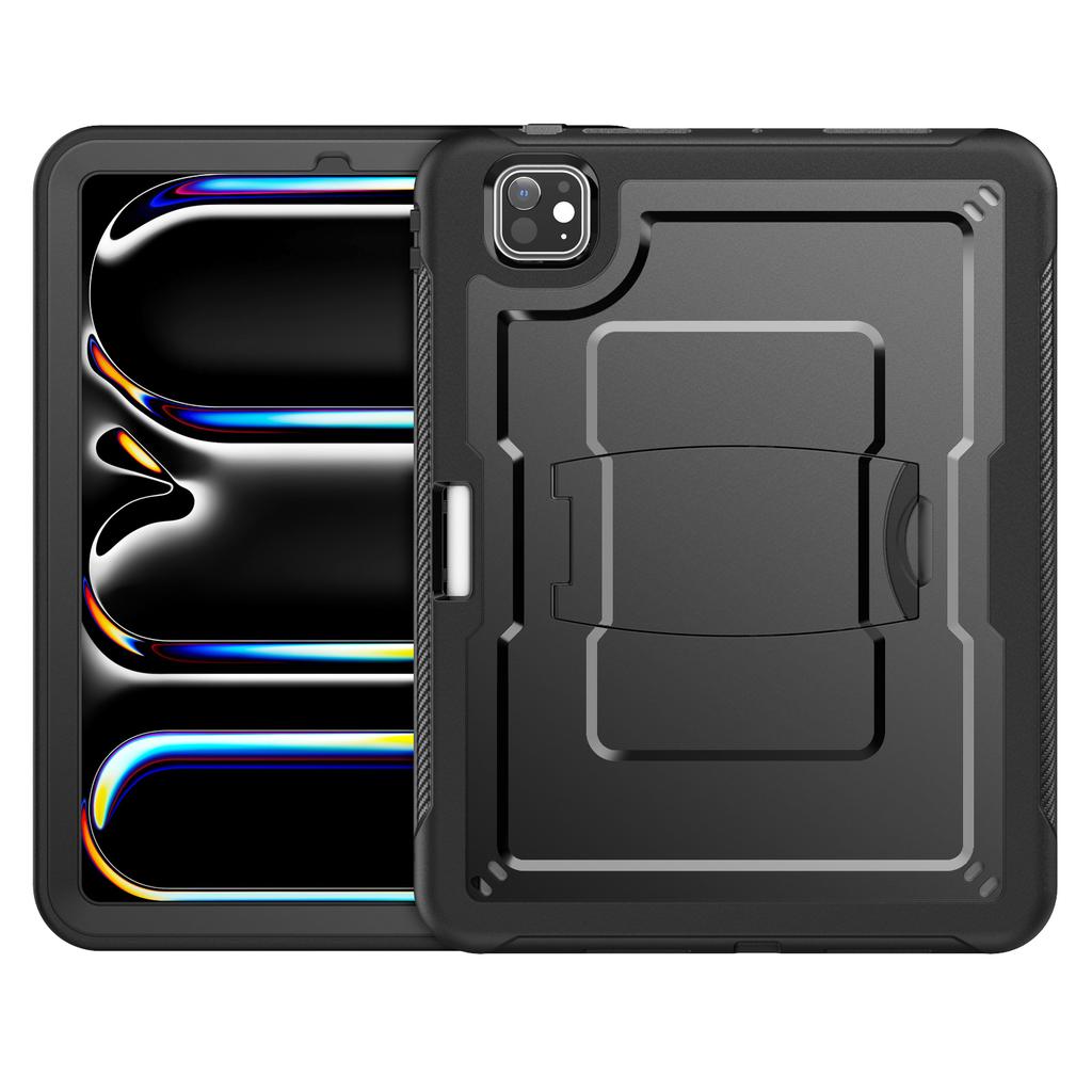 For iPad Pro 11 (2025)/11 (2024) Case PC + TPE Tablet Cover with Hidden Zinc Alloy Kickstand
